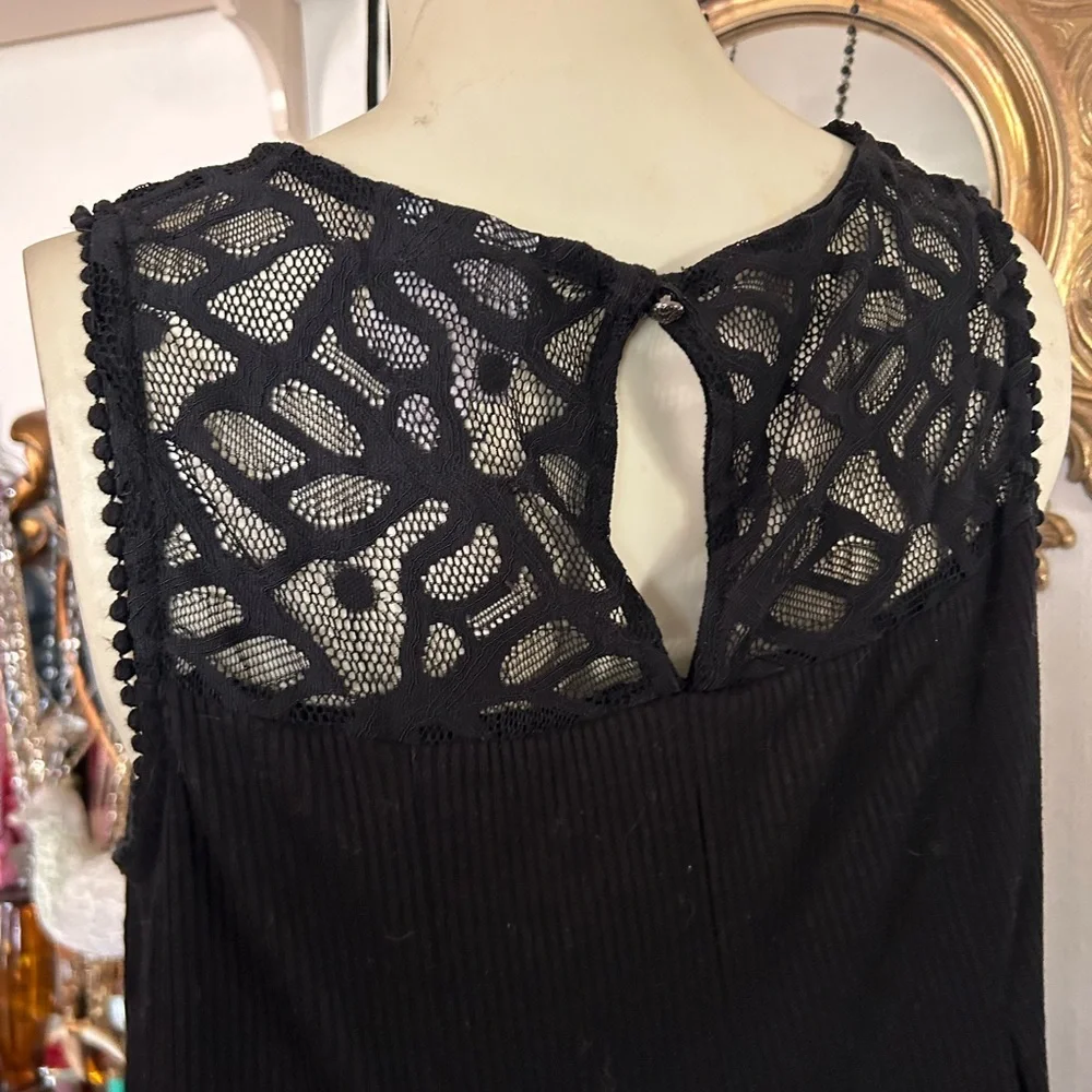 Black Embroidered & Lace Top